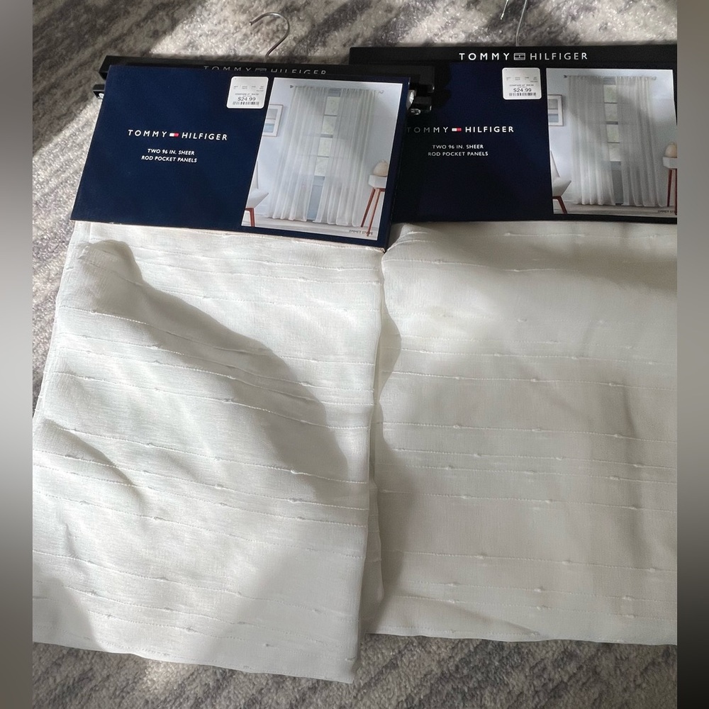 Tommy Hilfiger White Sheer Window Panels -  2 Sets of 2